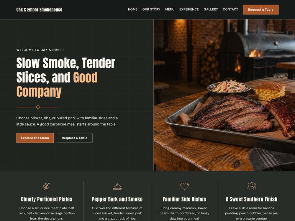 BBQ Restaurant & Smokehouse homepage in 08 · Copper Industrial