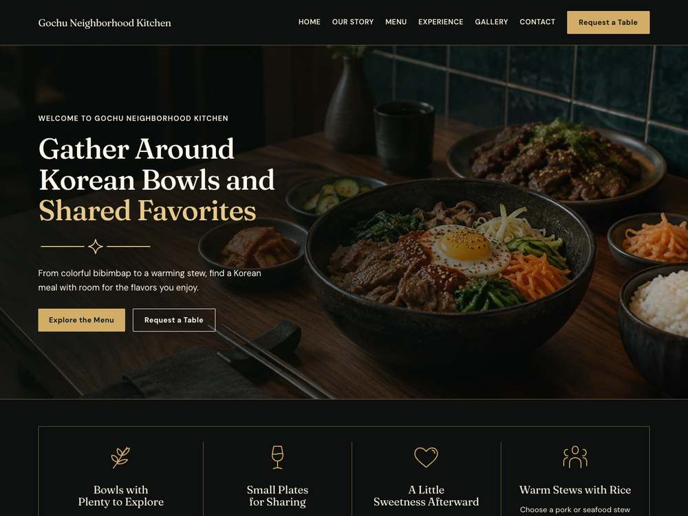 Korean Restaurant homepage in 02 · Midnight Brass